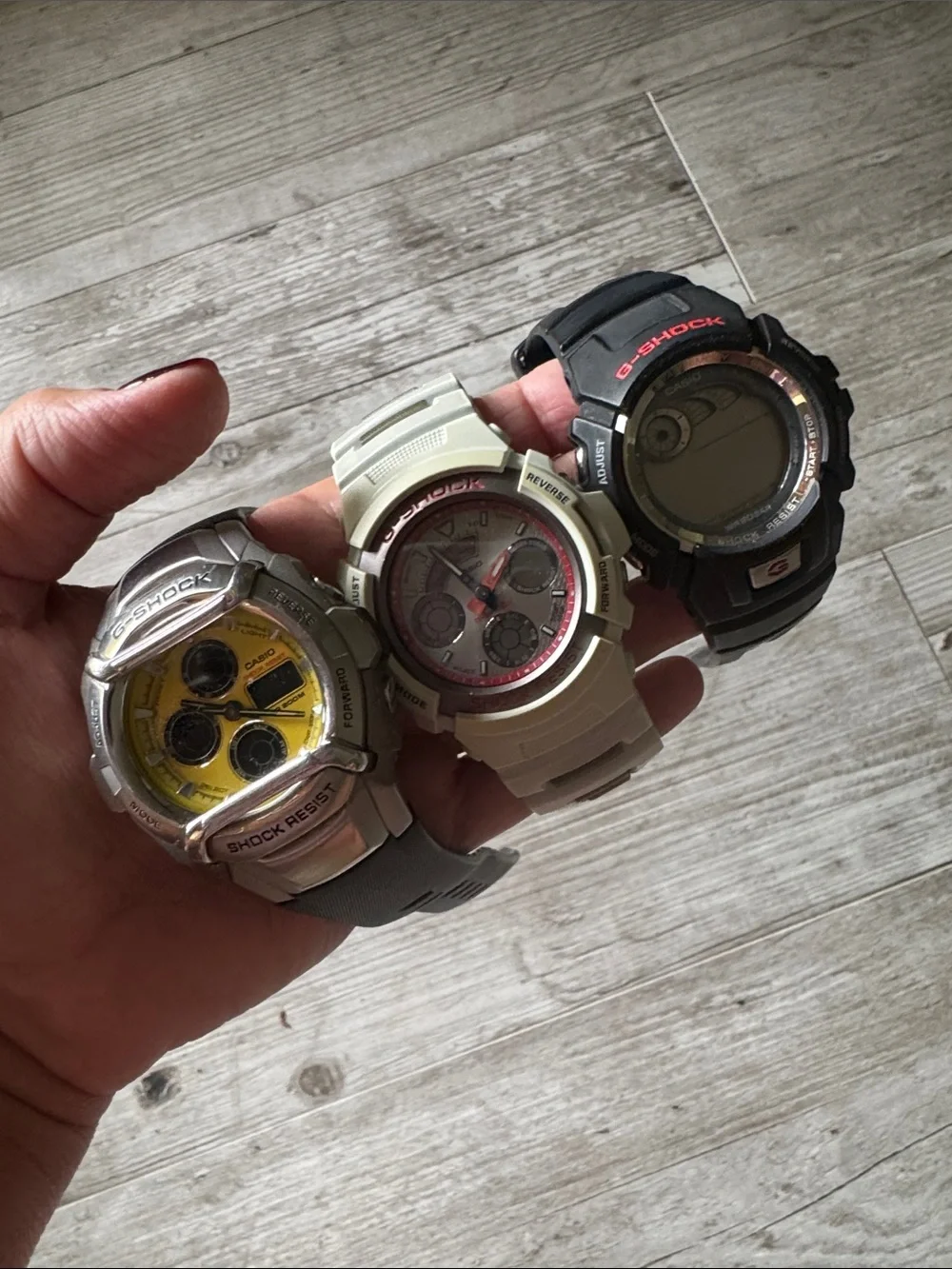 G-Shock Triple Watch Set – White, Black & Yellow Accents